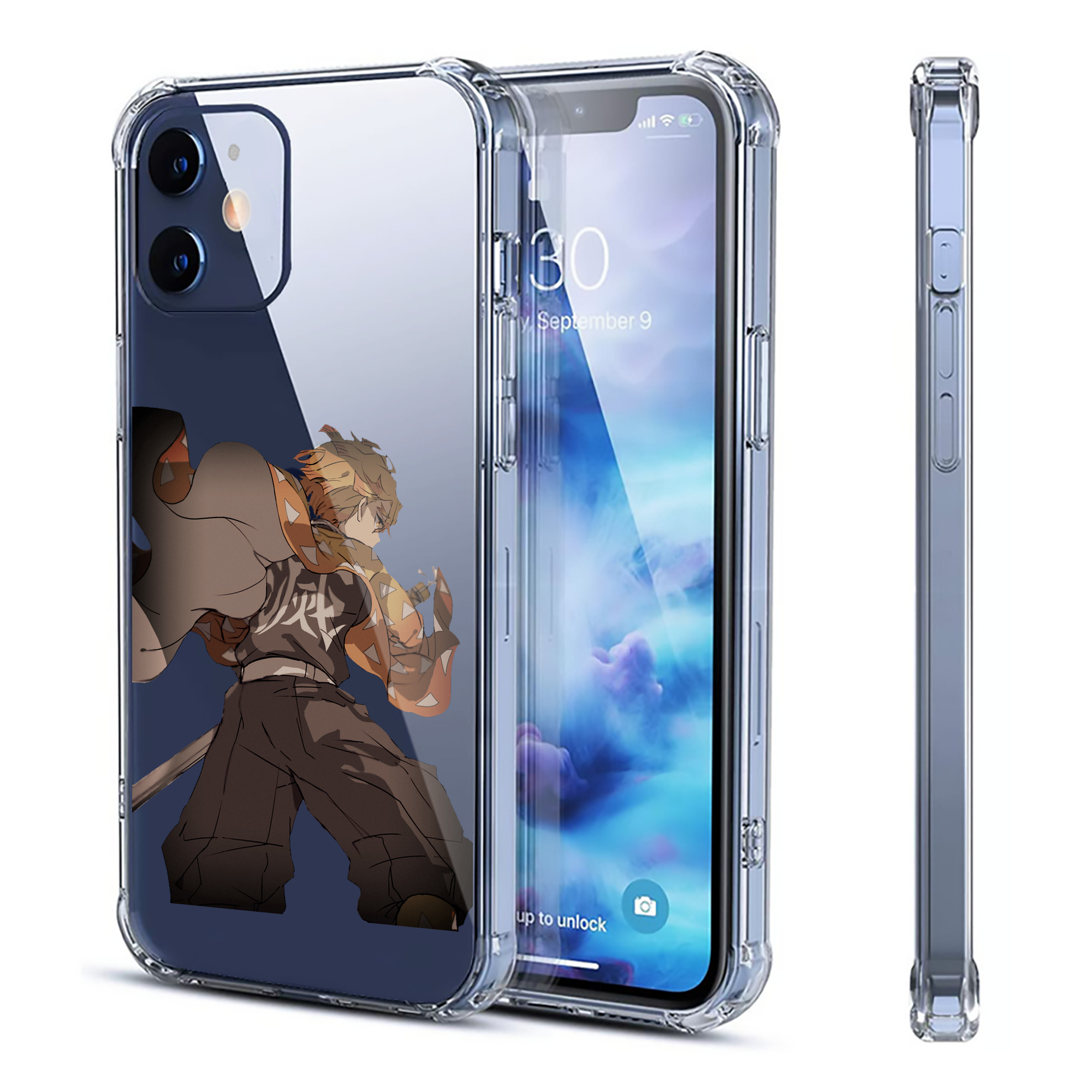 （画像用） 鬼滅の刃（きめつのやいば）我妻 善逸／あがつま ぜんいつ Agatsuma Zenitsu 【iPhone 12シリーズ対応】透明スマホケース（クリアソフトケース）